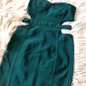 Hunter Green Strapless Bandage Dress XL